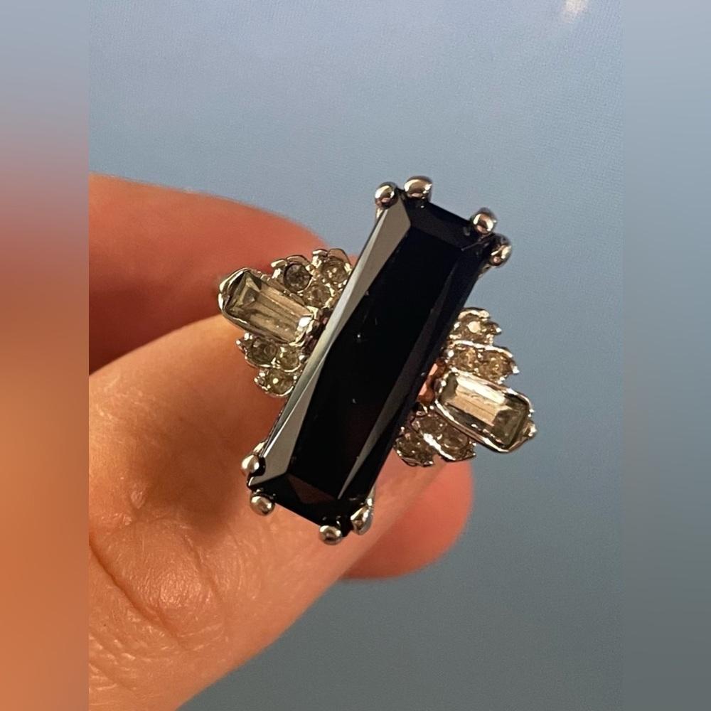 Elegant Black Obsidian, glass gems and 12 small real diamonds